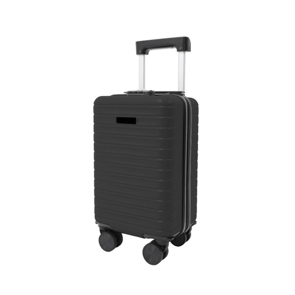 Black Hard-Shell Underseat Spinner Suitcase with Combination Lock