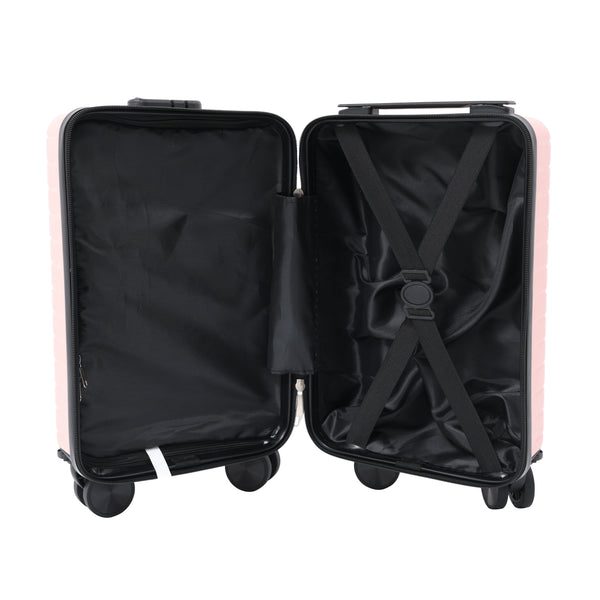 Blush Pink Hard Shell Underseat Cabin Suitcase - Spinner Wheels, Lock