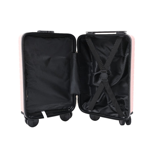 Blush Pink Hard Shell Underseat Cabin Suitcase - Spinner Wheels, Lock