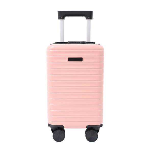 Blush Pink Hard Shell Underseat Cabin Suitcase - Spinner Wheels, Lock