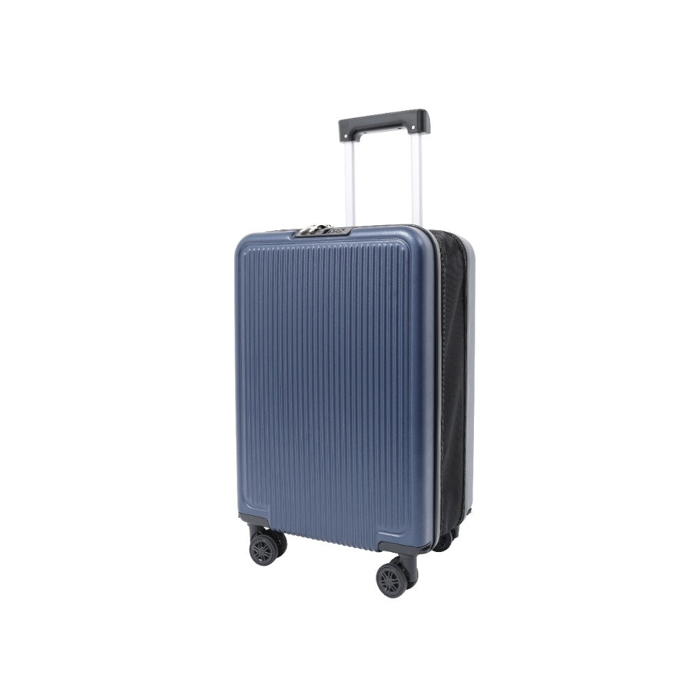 Expandable Navy Hard-Shell Suitcase - Spinner Wheels, Combination Lock