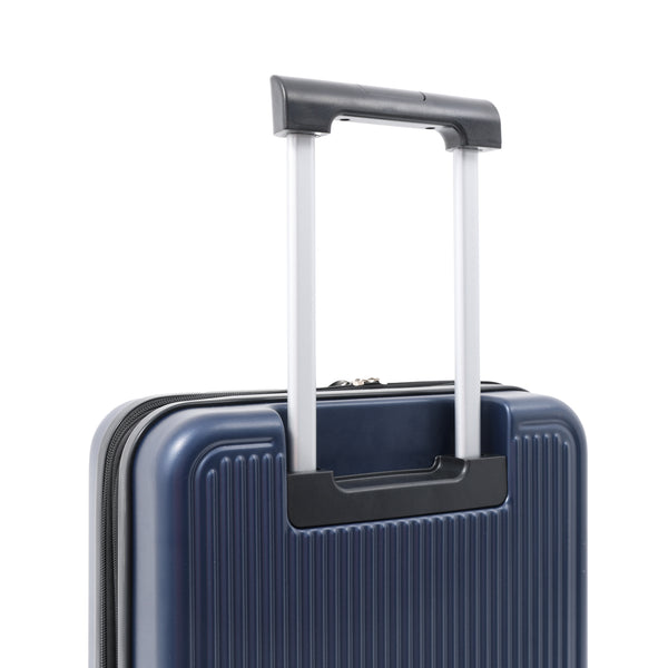 Expandable Navy Hard-Shell Cabin Suitcase - Spinner Wheels, Combination Lock