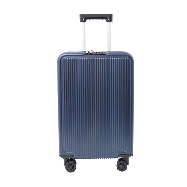 Expandable Navy Hard-Shell Cabin Suitcase - Spinner Wheels, Combination Lock