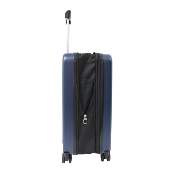 Expandable Navy Hard-Shell Cabin Suitcase - Spinner Wheels, Combination Lock