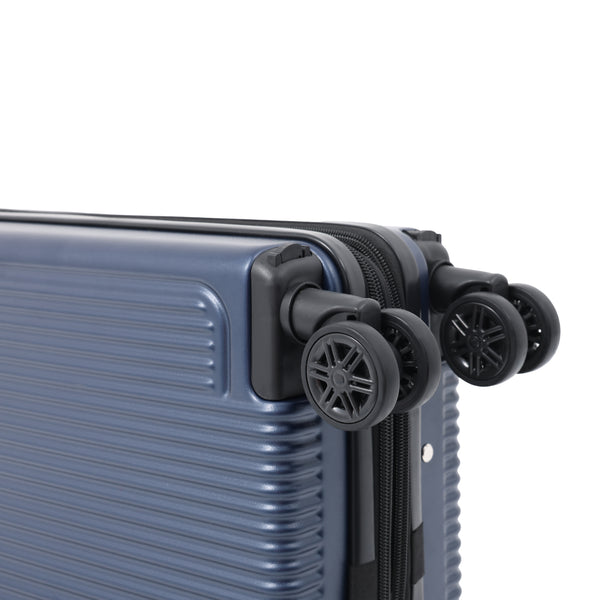 Expandable Navy Hard-Shell Cabin Suitcase - Spinner Wheels, Combination Lock