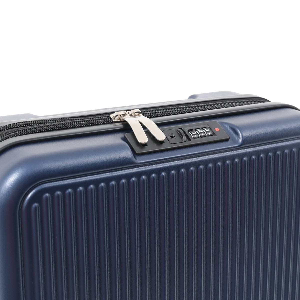 Expandable Navy Hard-Shell Cabin Suitcase - Spinner Wheels, Combination Lock