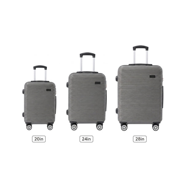 3 Pc Luggage Set - Grey - 20/24/28 Inch