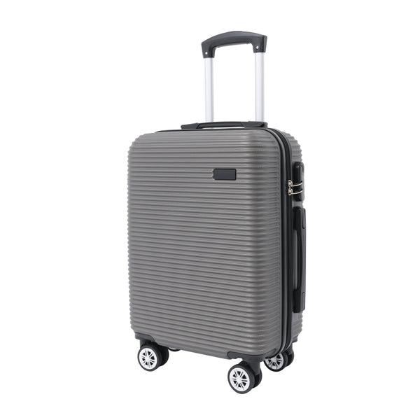 Dark Grey Ribbed Hard-Shell Suitcase - 24 Inch, Four Spinner Wheels