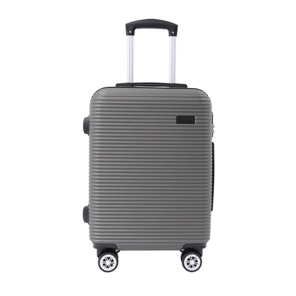 Dark Grey Ribbed Hard-Shell Suitcase - 24 Inch, Four Spinner Wheels