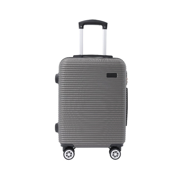 Dark Grey Ribbed Hard-Shell Suitcase - 24 Inch, Four Spinner Wheels