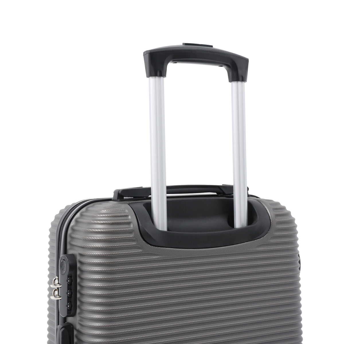 Dark Grey Ribbed Hard-Shell Suitcase - 24 Inch, Four Spinner Wheels