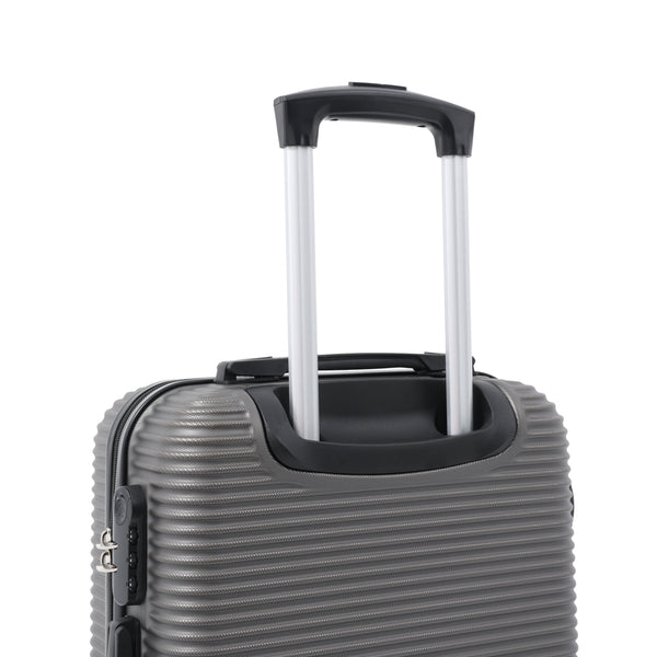 Dark Grey Ribbed Hard-Shell Suitcase - 24 Inch, Four Spinner Wheels