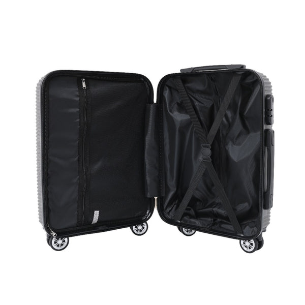 Dark Grey Ribbed Hard-Shell Suitcase - 24 Inch, Four Spinner Wheels