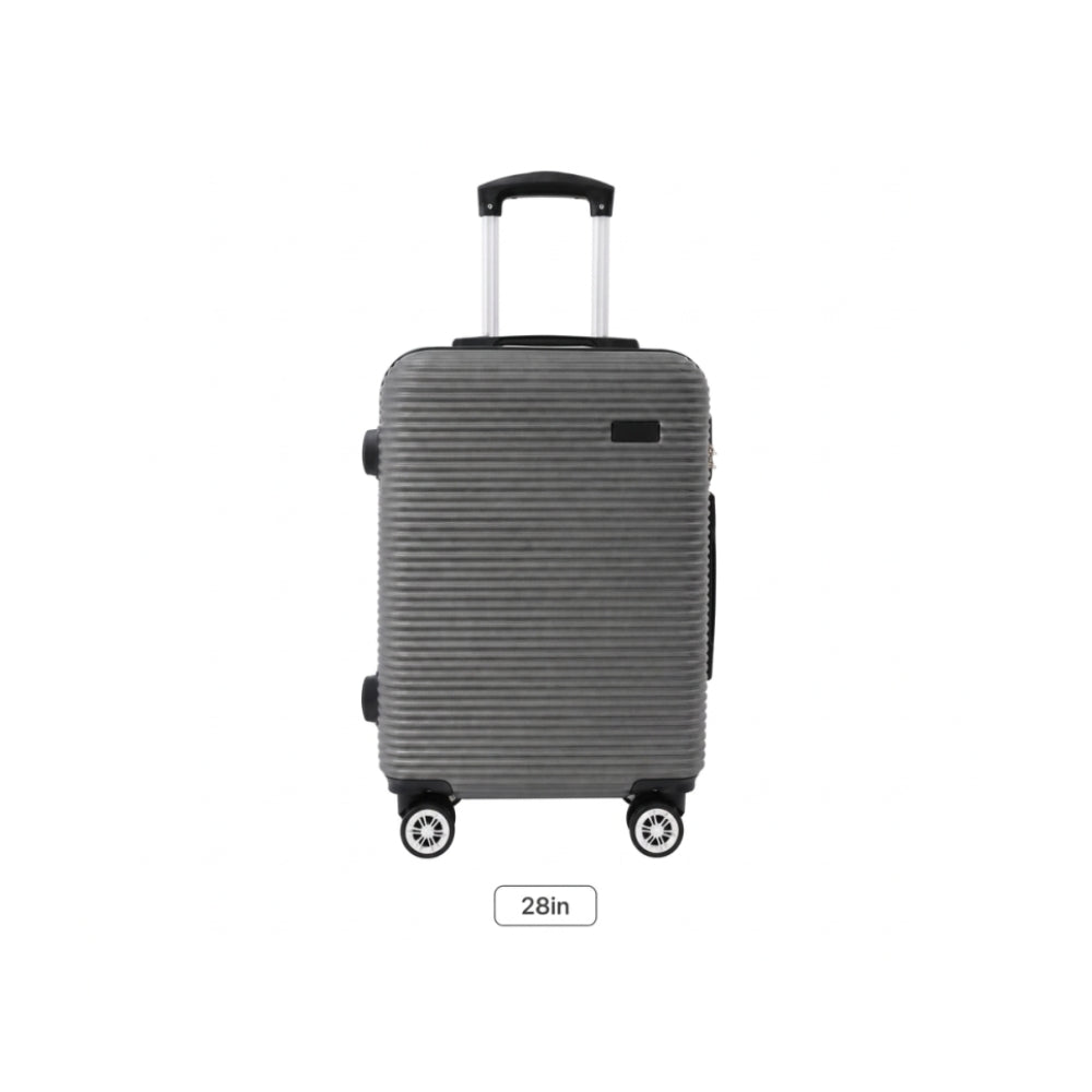 Grey Ribbed Hard-Shell Spinner Luggage - 28 Inch, Four Wheels