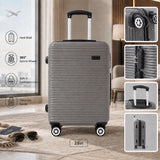 Grey Ribbed Hard-Shell Spinner Luggage - 28 Inch, Four Wheels