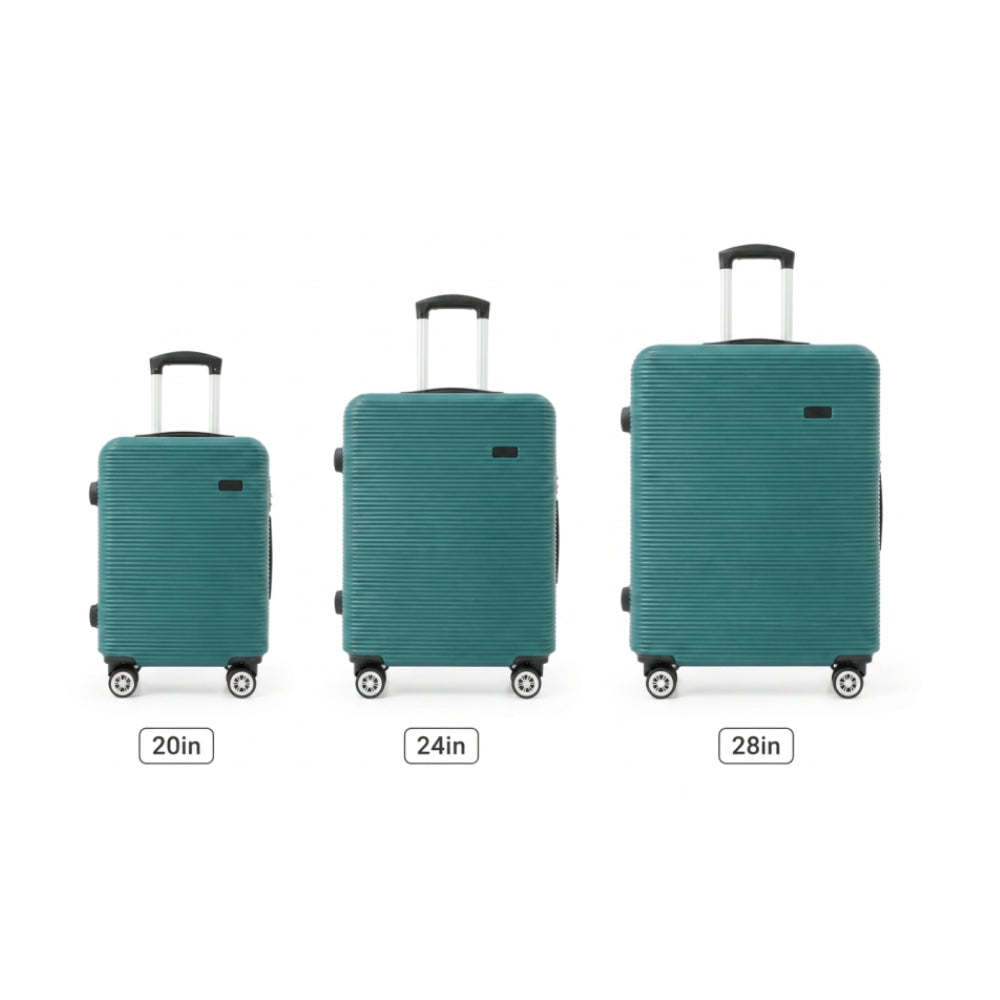 3 Pc Luggage Set - Teal - 20/24/28 Inch