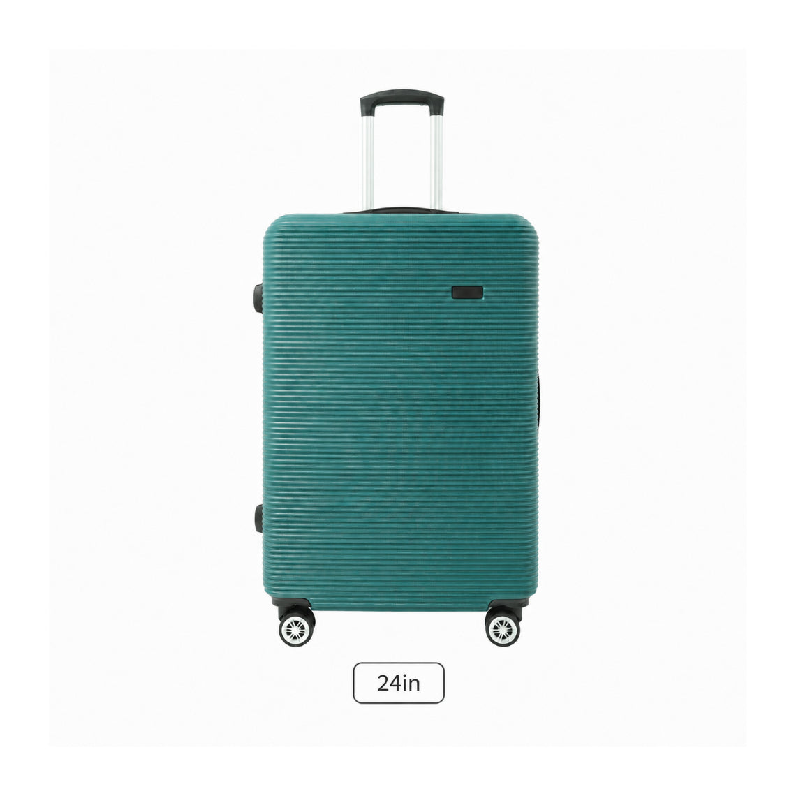 Teal Ribbed Hard-Shell Upright Suitcase - 24 Inch, Four Spinner Wheels