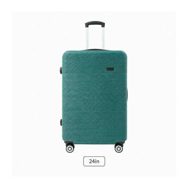 Teal Ribbed Hard-Shell Upright Suitcase - 24 Inch, Four Spinner Wheels