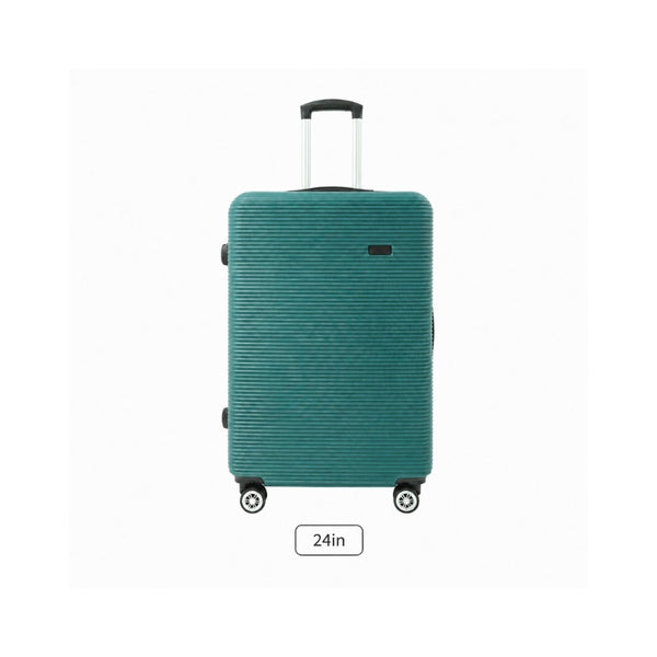 Teal Ribbed Hard-Shell Upright Suitcase - 24 Inch, Four Spinner Wheels
