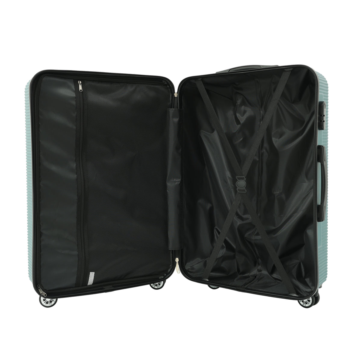 Teal Ribbed Hard-Shell Upright Suitcase - 24 Inch, Four Spinner Wheels