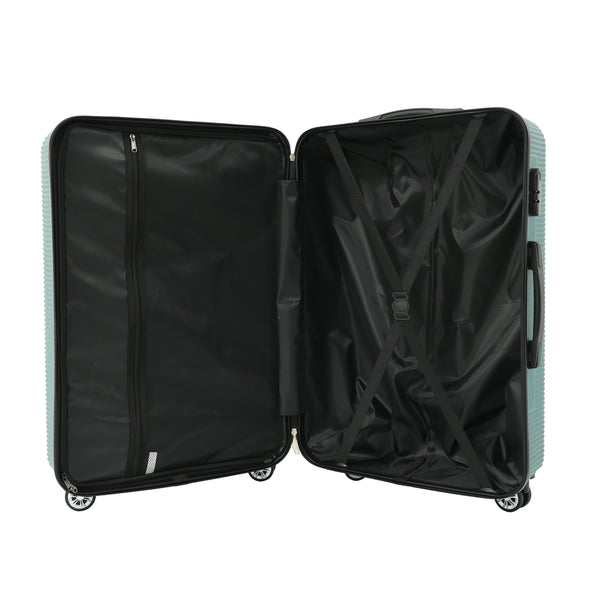Teal Ribbed Hard-Shell Upright Suitcase - 24 Inch, Four Spinner Wheels