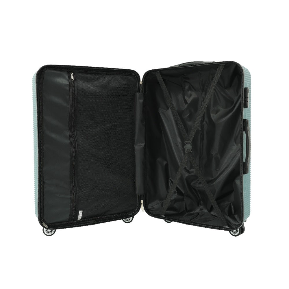 Teal Ribbed Hard-Shell Upright Suitcase - 24 Inch, Four Spinner Wheels