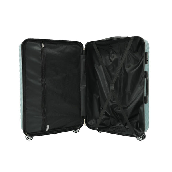 Teal Ribbed Hard-Shell Upright Suitcase - 24 Inch, Four Spinner Wheels