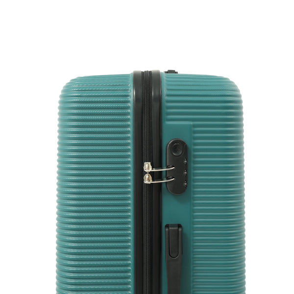 Teal Ribbed Hard-Shell Upright Suitcase - 24 Inch, Four Spinner Wheels