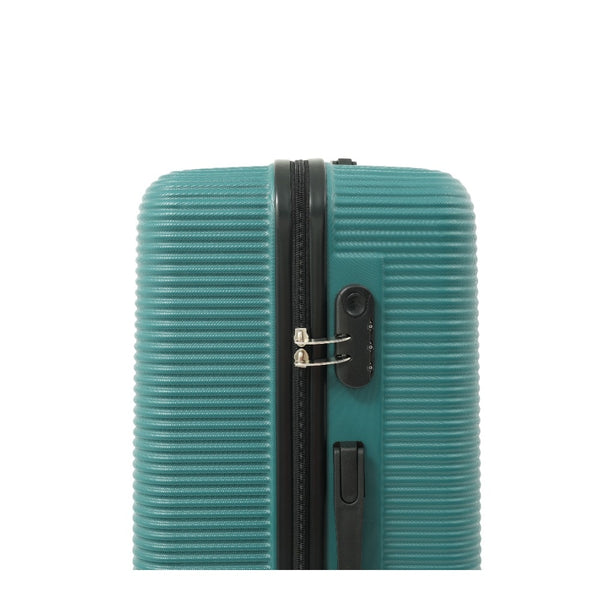 Teal Ribbed Hard-Shell Upright Suitcase - 24 Inch, Four Spinner Wheels