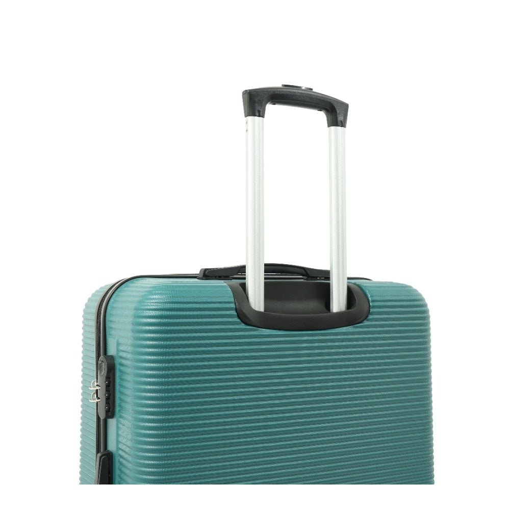 Teal Ribbed Hard-Shell Upright Suitcase - 24 Inch, Four Spinner Wheels