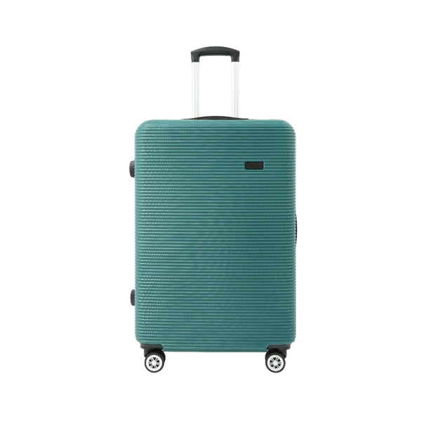 Teal Ribbed Hard-Shell Upright Suitcase - 24 Inch, Four Spinner Wheels
