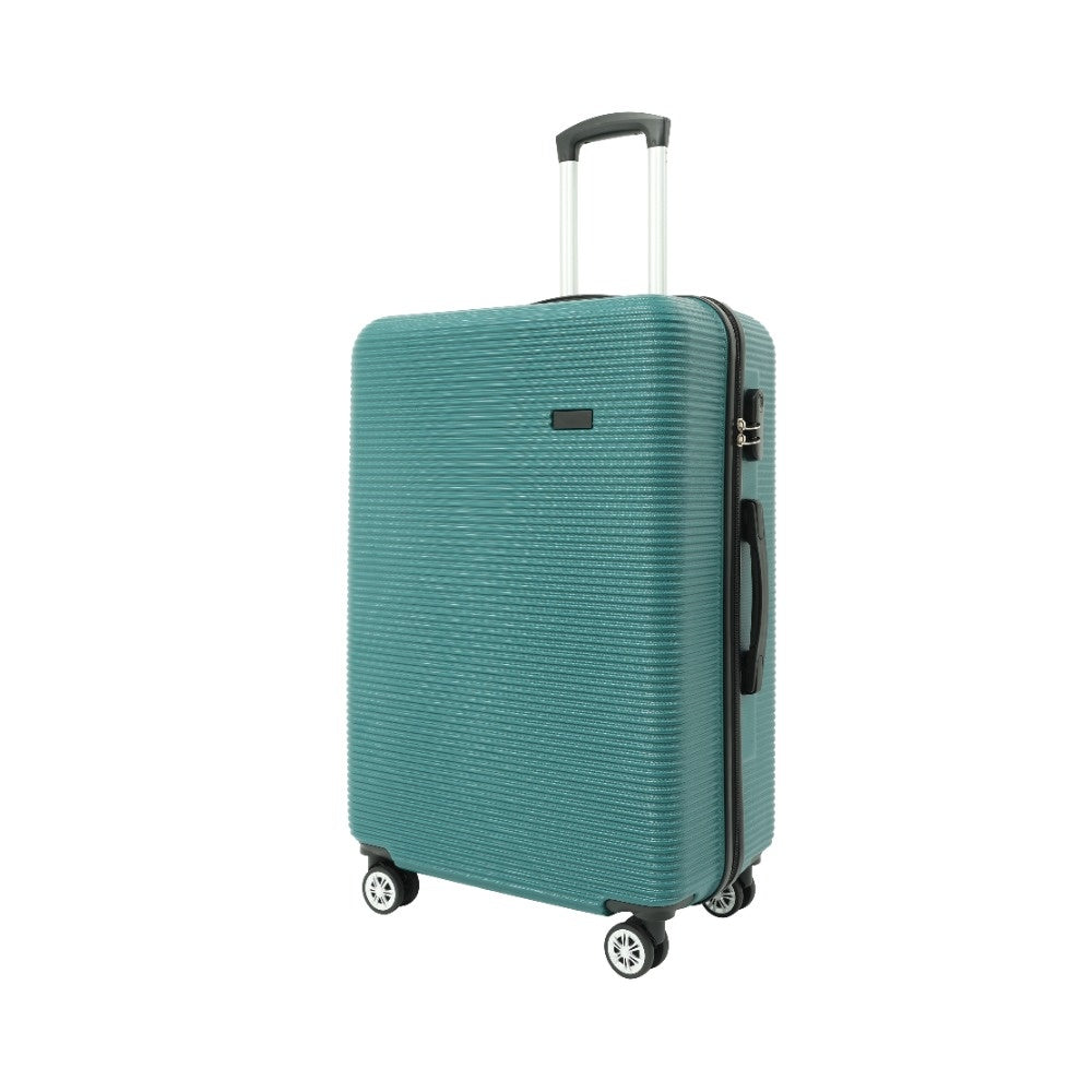 Teal Ribbed Hard-Shell Upright Suitcase - 24 Inch, Four Spinner Wheels