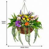 Purple Flower Hanging Basket with Chain | 60x30cm Artificial Plant