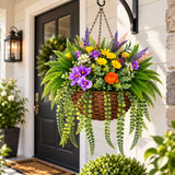 Purple Flower Hanging Basket with Chain | 60x30cm Artificial Plant