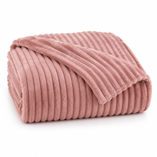The Stylish Choice Ribbed Throw Rose Pink | 140x180cm Soft Warmth