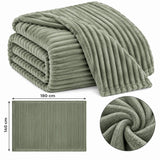 Ribbed Throw Soft Green 140x180cm | Cosy Home Accessory