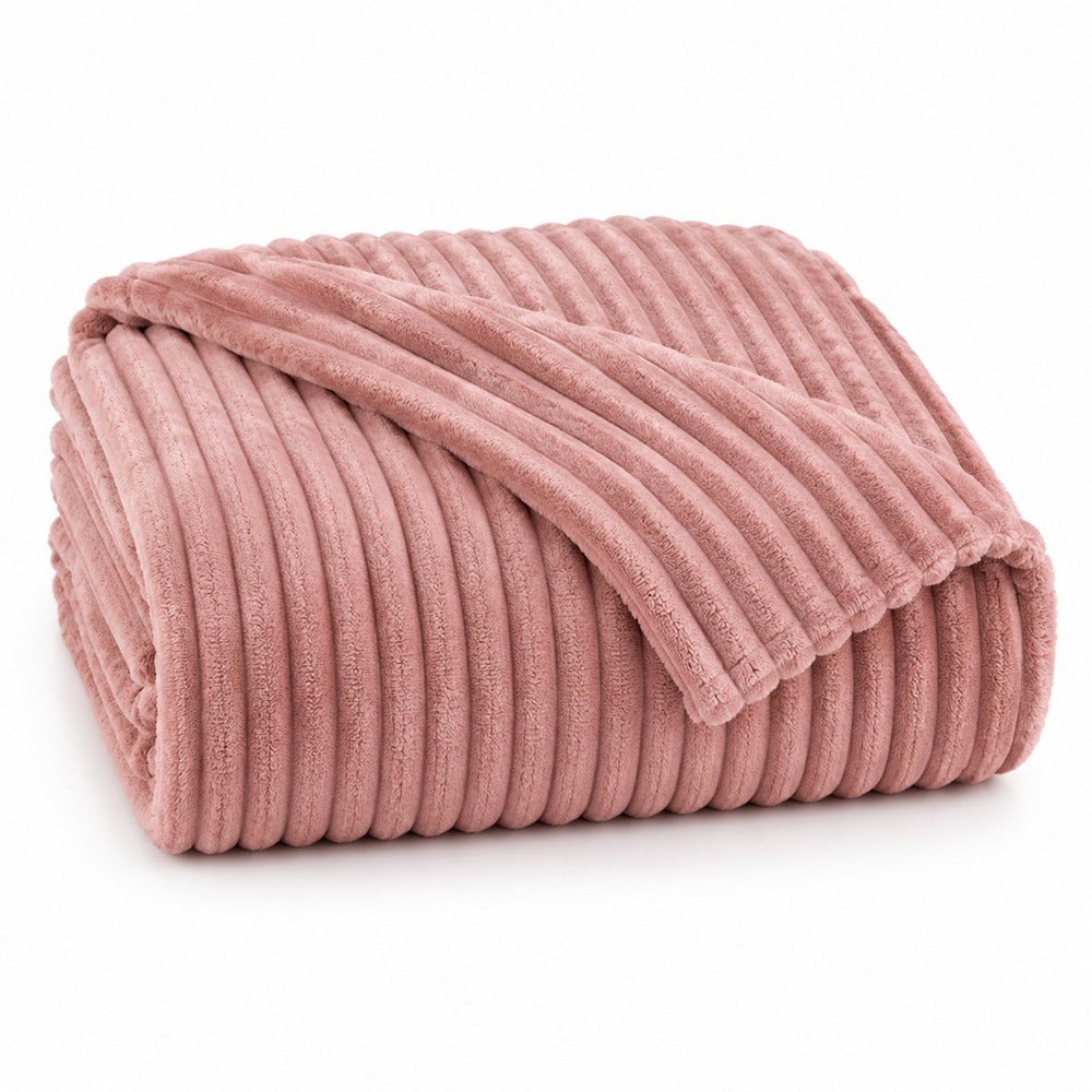 The Stylish Choice Ribbed Throw Rose Pink | 200x220cm Soft Warmth