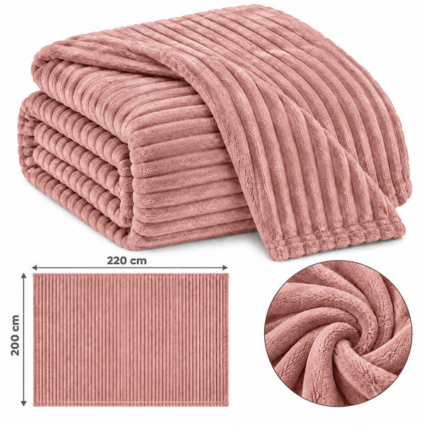 The Stylish Choice Ribbed Throw Rose Pink | 200x220cm Soft Warmth