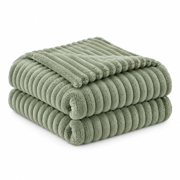 The Stylish Choice Ribbed Throw Soft Green | 200x220cm Cosy Size