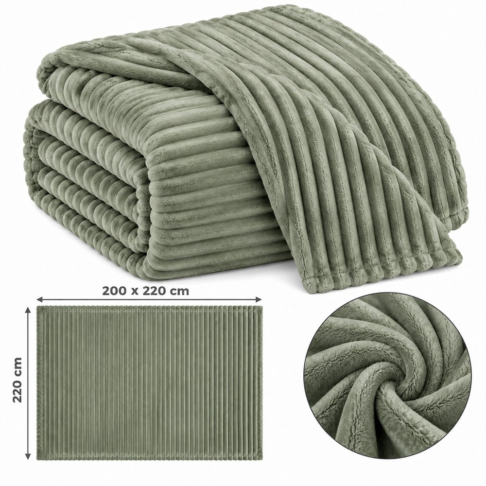 The Stylish Choice Ribbed Throw Soft Green | 200x220cm Cosy Size