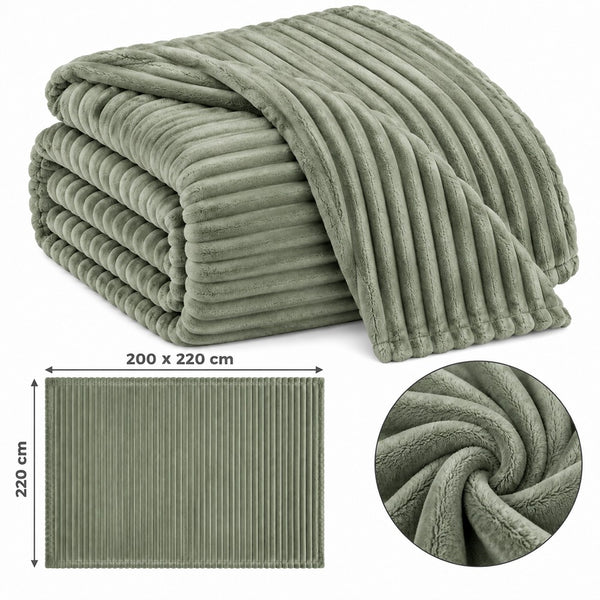 The Stylish Choice Ribbed Throw Soft Green | 200x220cm Cosy Size