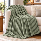 The Stylish Choice Ribbed Throw Soft Green | 200x220cm Cosy Size