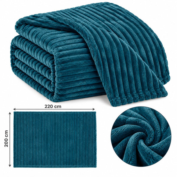 The Stylish Choice Ribbed Throw Teal Blue | 200x220cm Soft Warmth