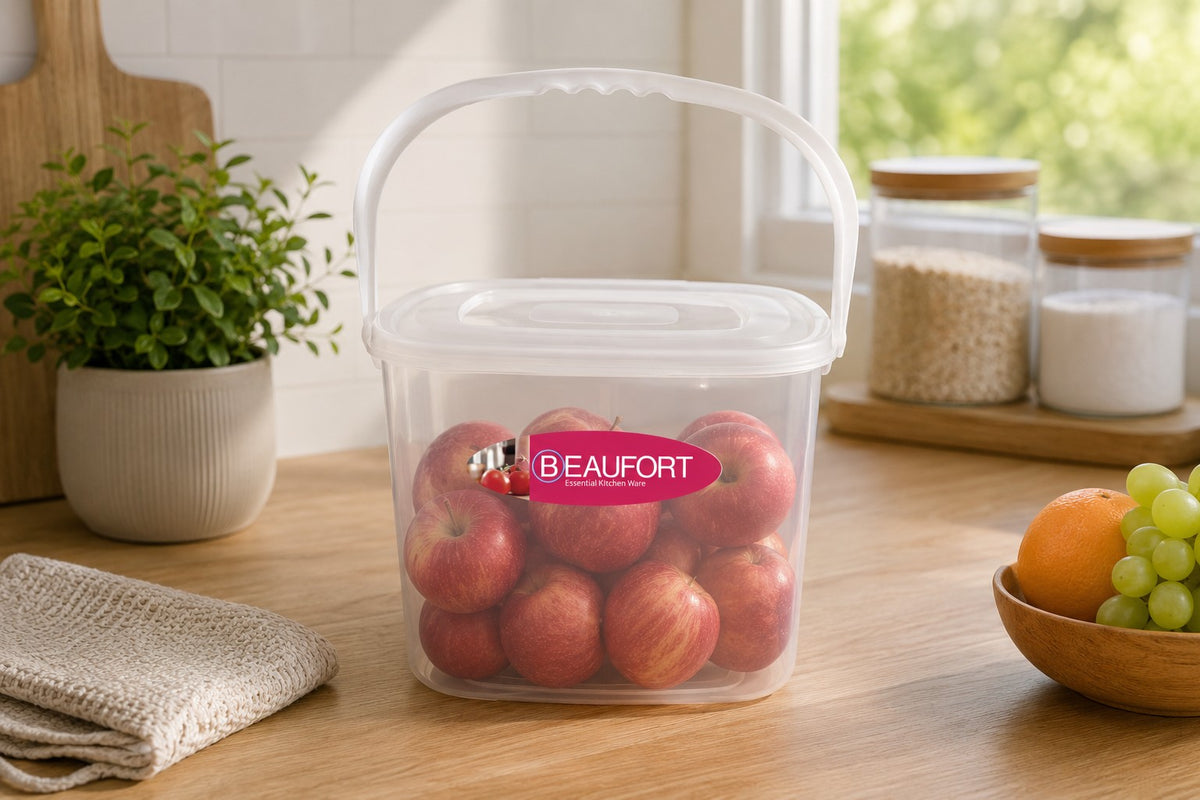 Transparent Kitchen Storage Container with Handle | 6 Litre, Secure Lid