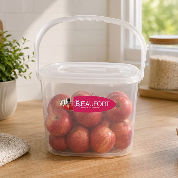 Transparent Kitchen Storage Container with Handle | 6 Litre, Secure Lid