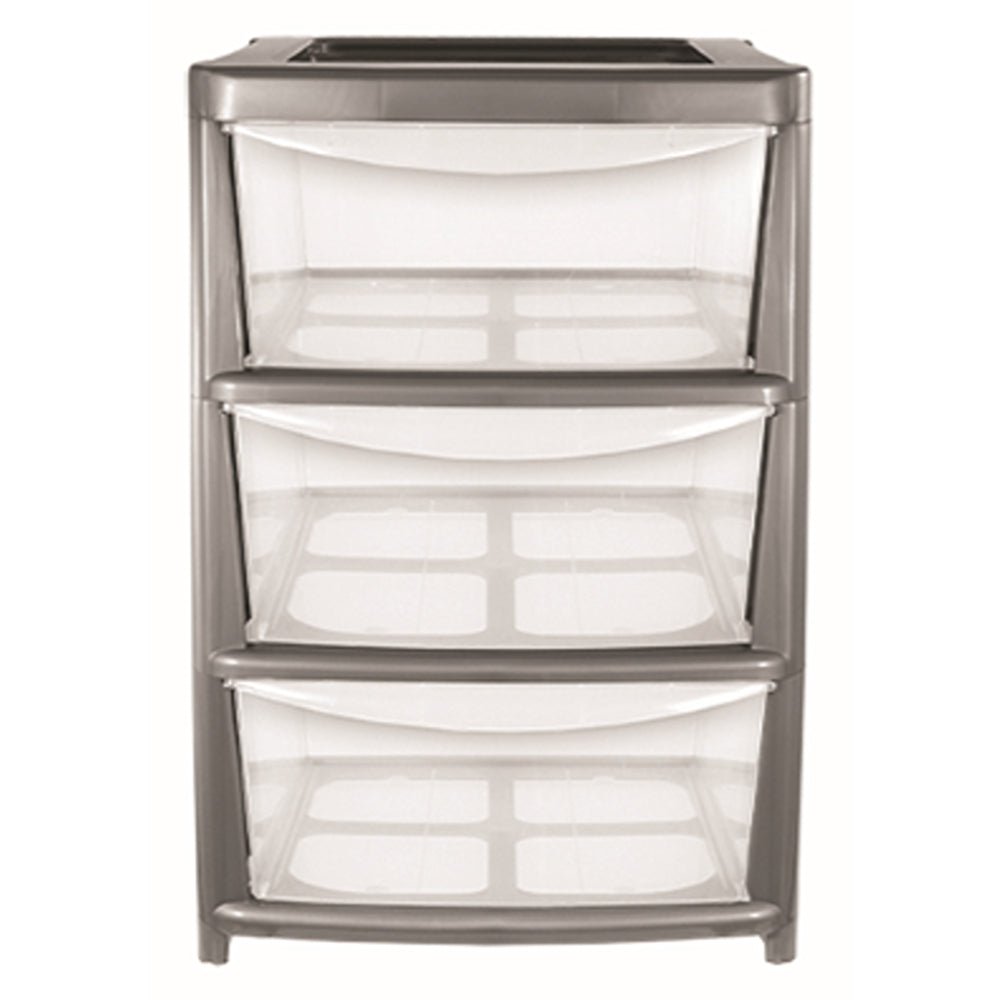 Premier Storage 3 Drawer Tower Unit In Silver | Large