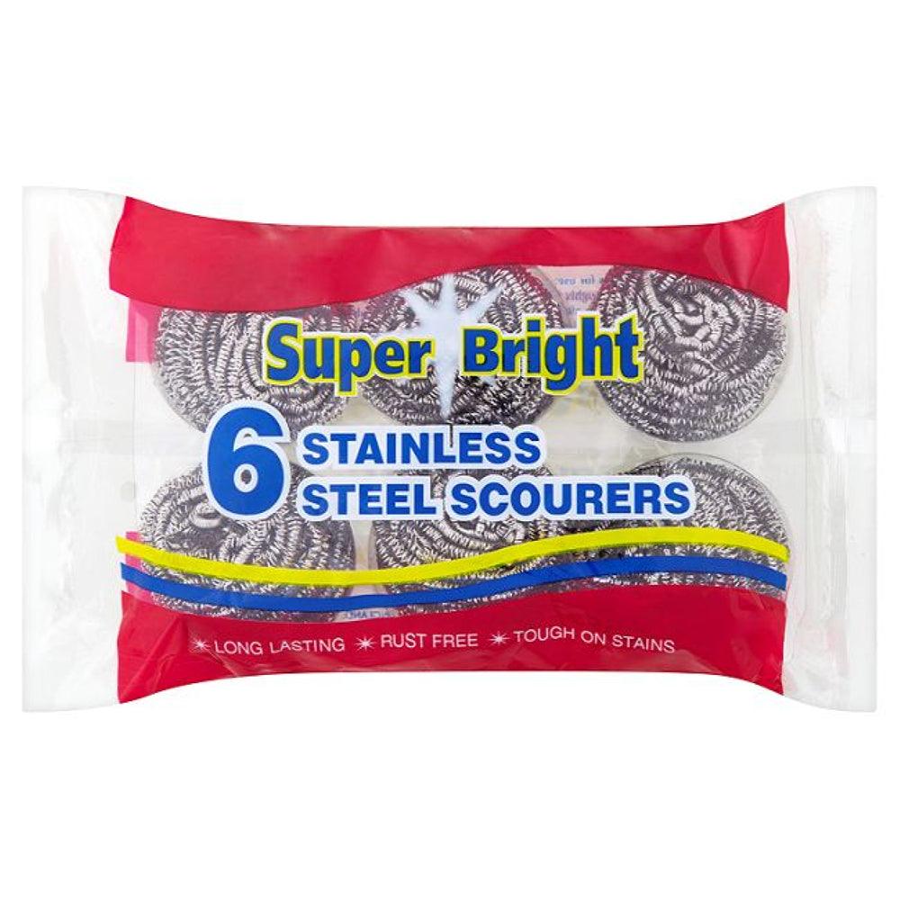 Super Bright Stainless Steel Scourers | Pack of 6