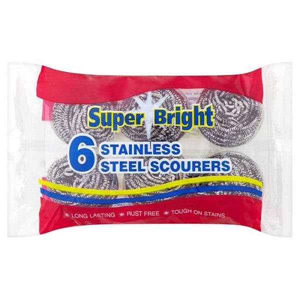 Super Bright Stainless Steel Scourers | Pack of 6