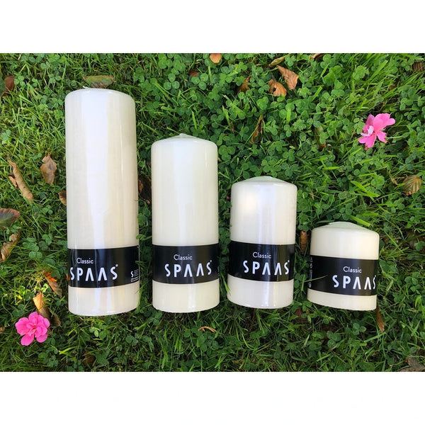 Spaas Ivory Tall Pillar Candle | 90 Hour Burn Time, Glossy Finish