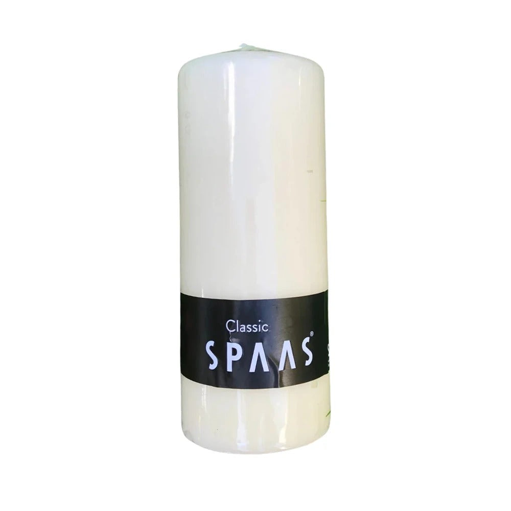 Spaas Ivory Classic Pillar Candle | 70 Hour Burn Time, Glossy Finish